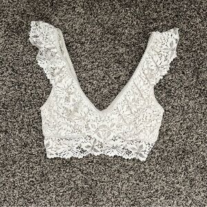 White Lace V-Neck Bralette